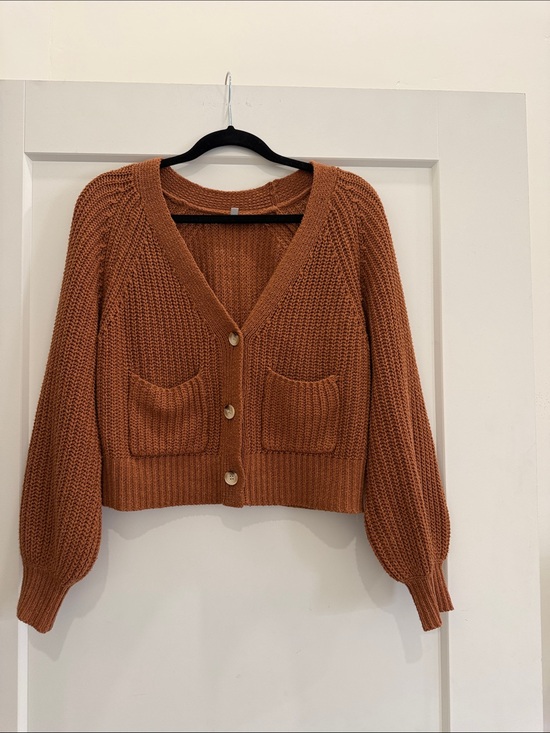 Cozy Casual Sweaters - Cozy Casual Rust Button V-Neck Knit Cardigan